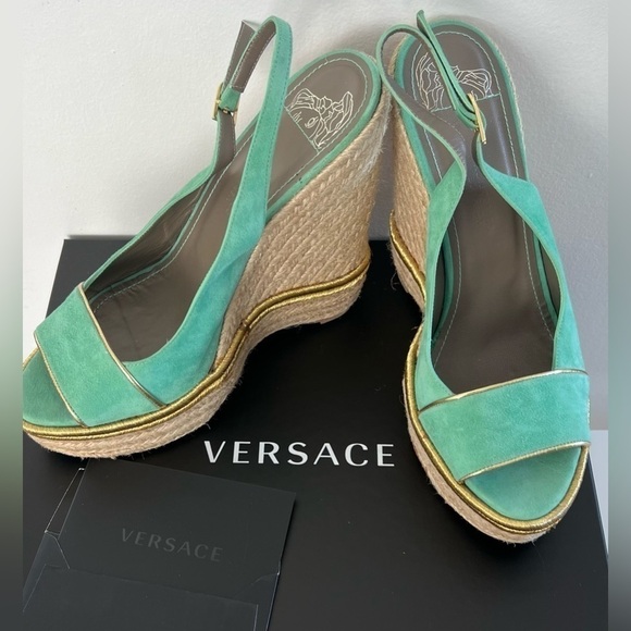Versace medusa suede espadrille platform - Picture 2 of 16